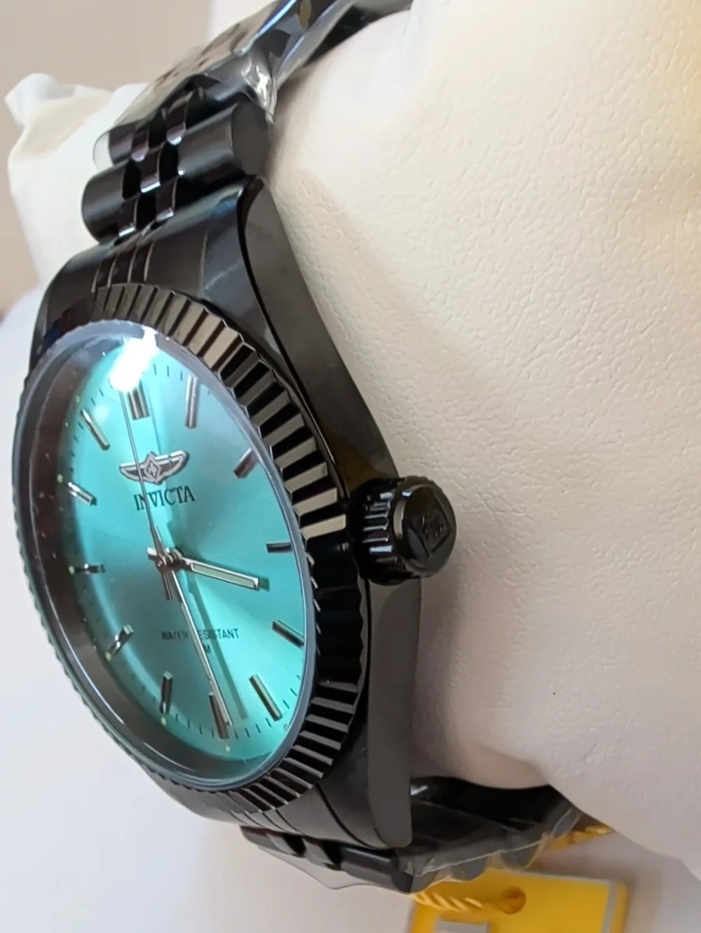 NWT Men's Invicta Specialty Serrate Black Stainless Steel Watch - Teal Dial 40mm